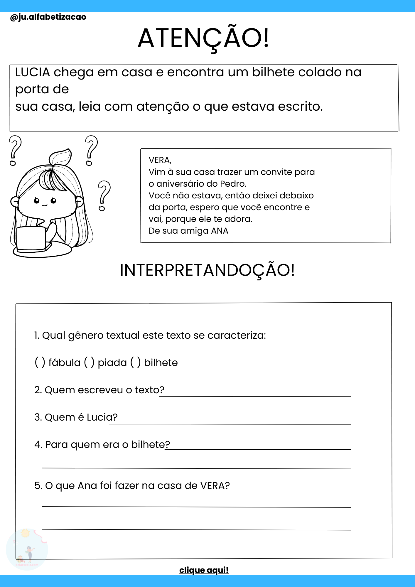 Atividade Escolar Imprimível Roxa e Rosa de Moral da História